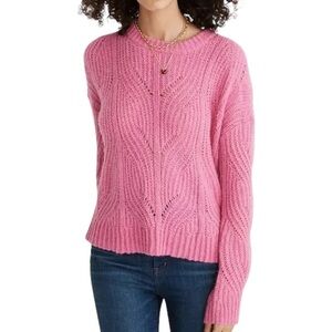 Madewell Charley Alpaca Wool Blend Pullover Jumper Sweater Top Pink knit crochet